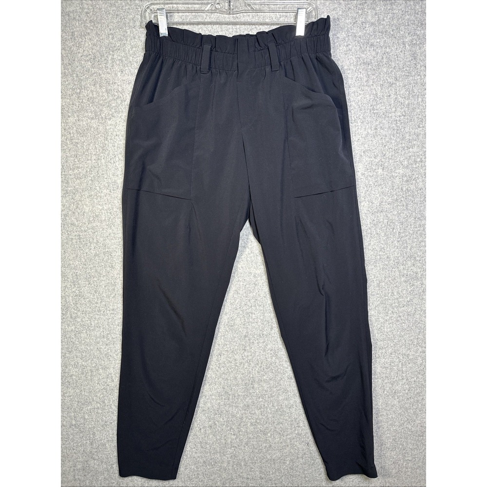 Athleta 8 Tall Womens Black Pull On Pants Lightweight Thin Tapered Elastic Waist